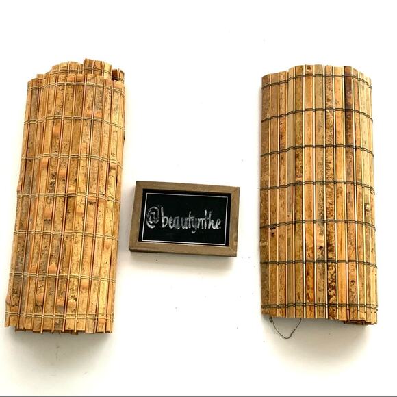 Vintage natural bamboo slatted runners x2 boho earthy - Picture 1 of 16